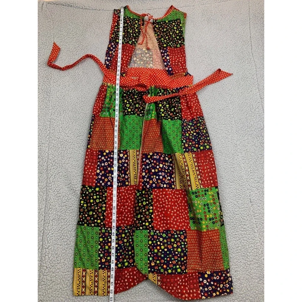 Vintage 70s‎ Kenton Collection Patchwork Pinafore Apron Dress 100% Cotton Japan